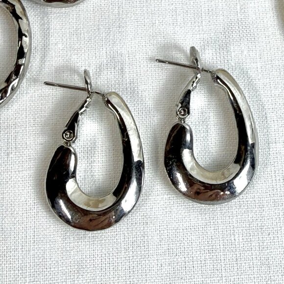 Silvertone Earrings Lot of 3: Hoop Dangle Drop Styles - Picture 4 of 5
